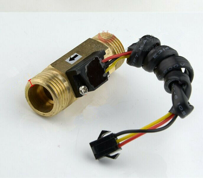 1) 1/2"BSP Brass Water Liquid Flow Rate Sensor Flowmeter Switch 1-30L/min 5-12V