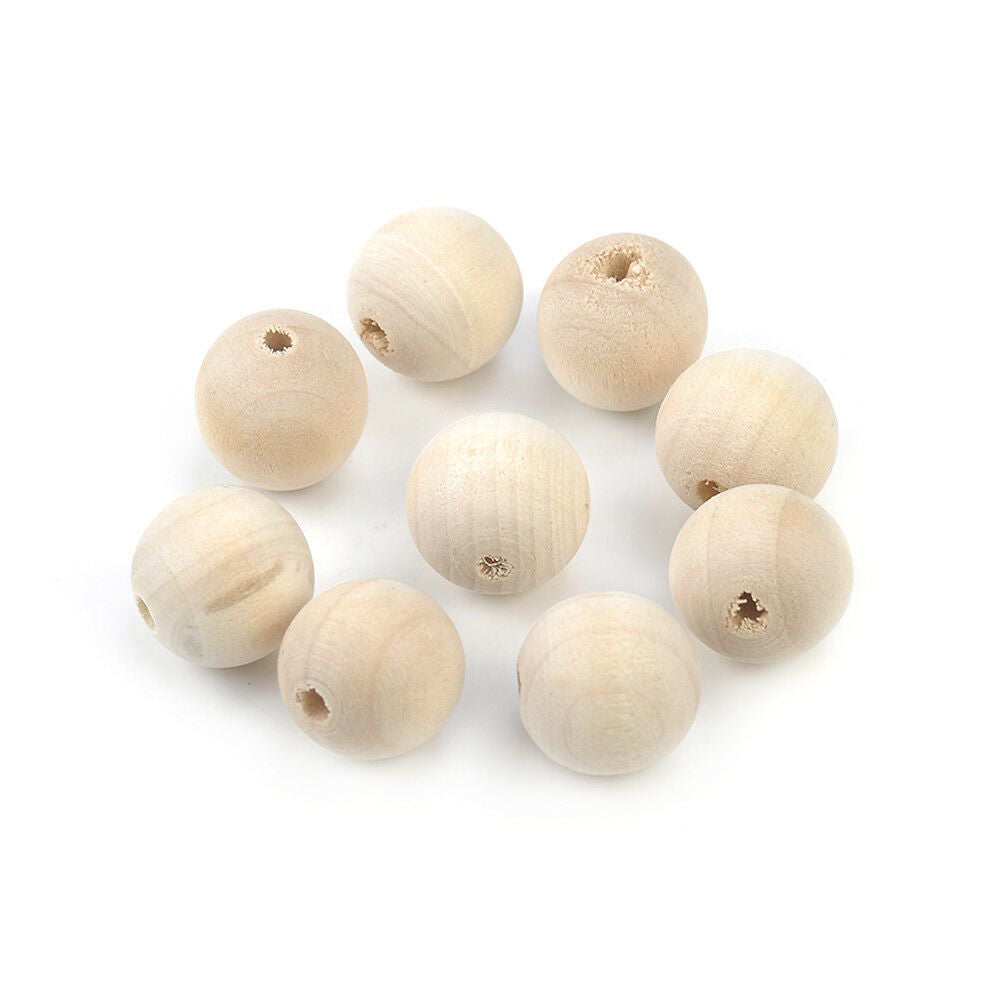 50pcs Unpainted Natural Unfinished Wood Beads Round Spacer Wooden Bead 14mm