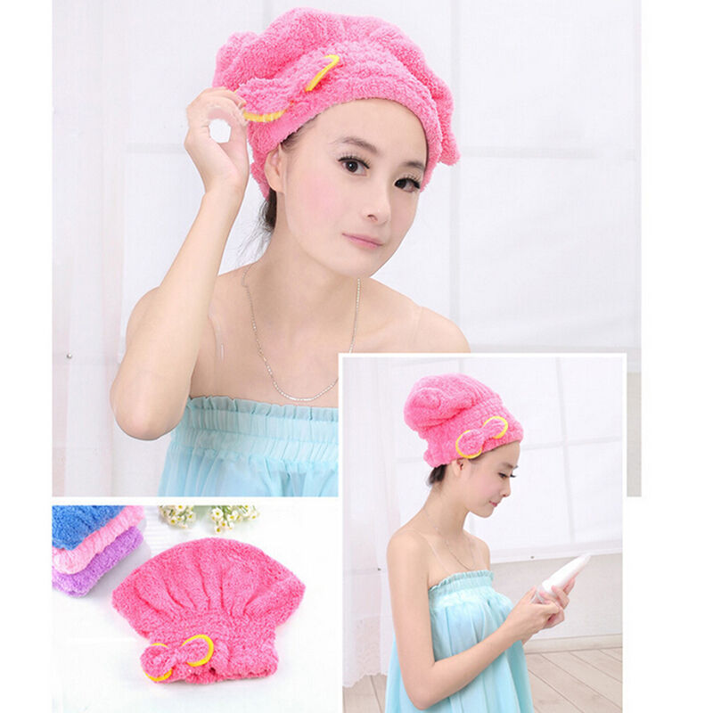 1x Magic Dry Hair Cap Shower Cap Super Absorbent Microfiber Hair Wrap Towel  DD
