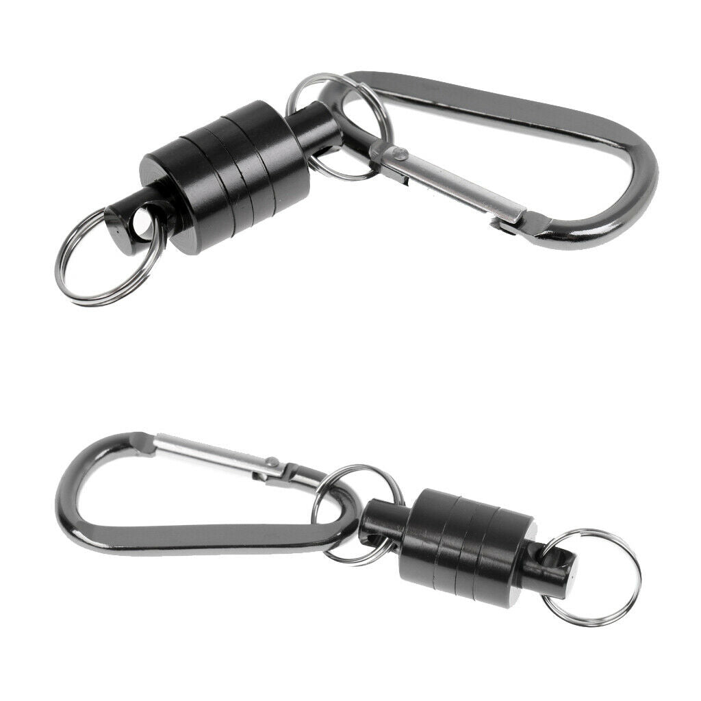 2 Pieces Magnetic Release Clip Landing Net Holder Fly Fishing Tool Gray