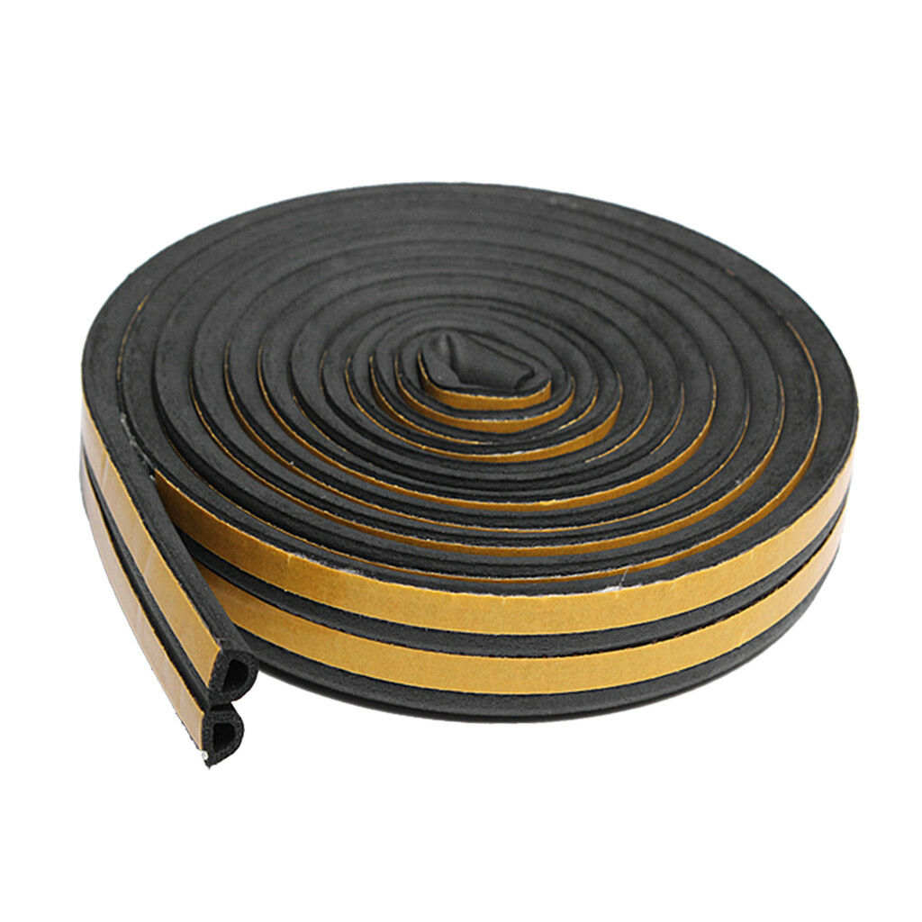 5M Door Draught Excluder Seal Strip Home Weatherstripping Tape D 9x6mm Black