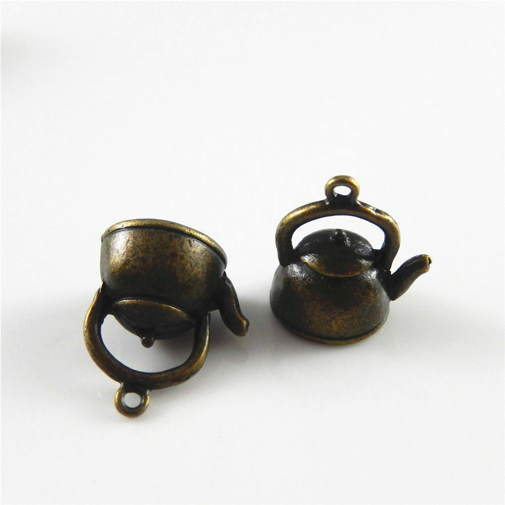25 pcs Antiqued Bronze Zinc Alloy Water Kettle Charms Pendant Findings 32596