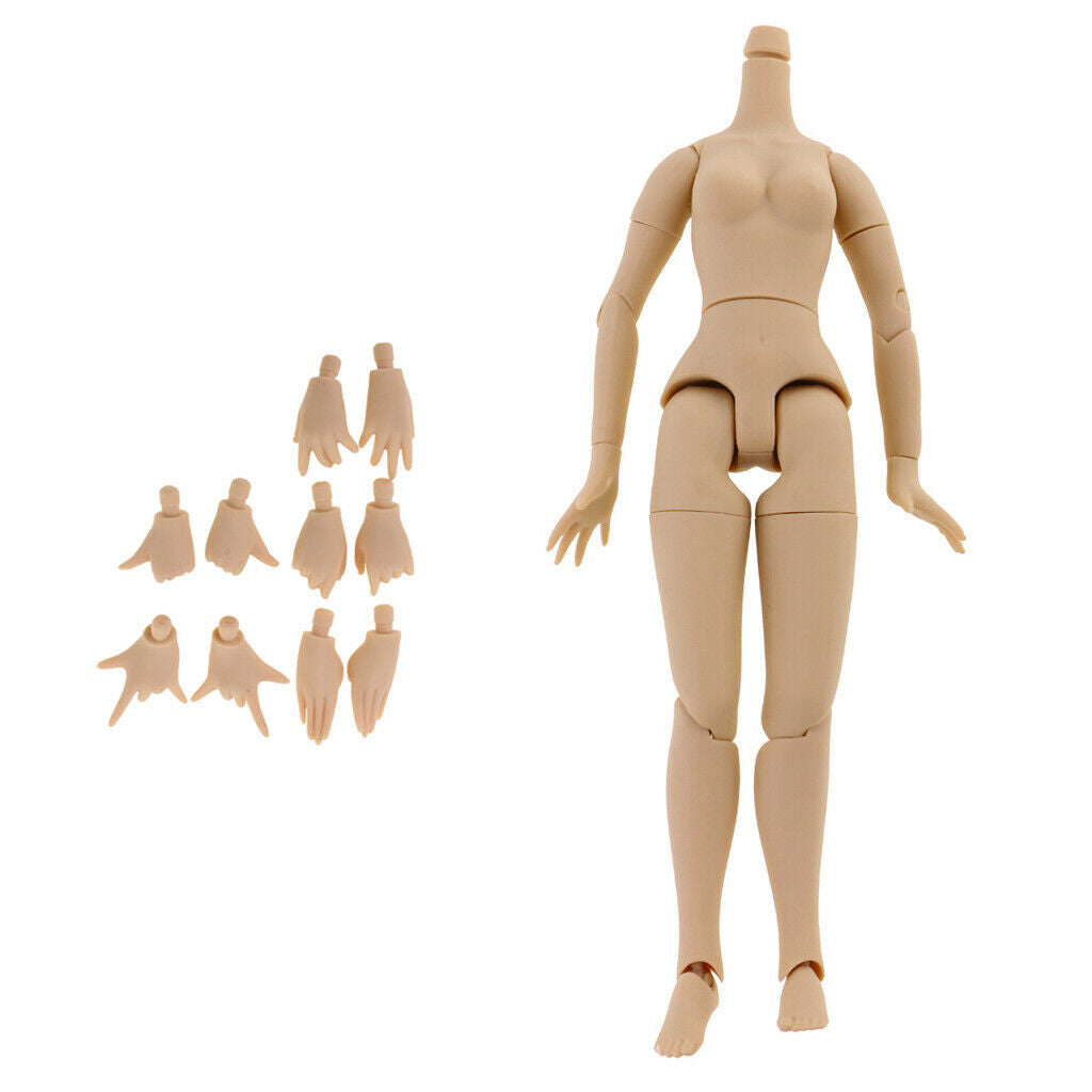 Movable 19 Joints Japanese Skin Nude Body +5 Pairs Hand For 12'' Blythe
