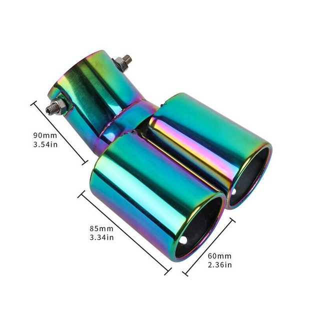 Car Stainless Steel Rear Dual Exhaust Pipe Tip Muffler Cover Tail Throat 63MM