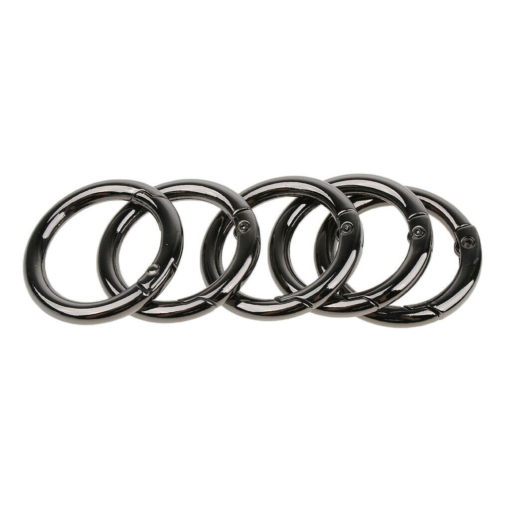 5x Zinc Alloy Round Spring Buckles Snap Hook Keychain Camping Black 25mm