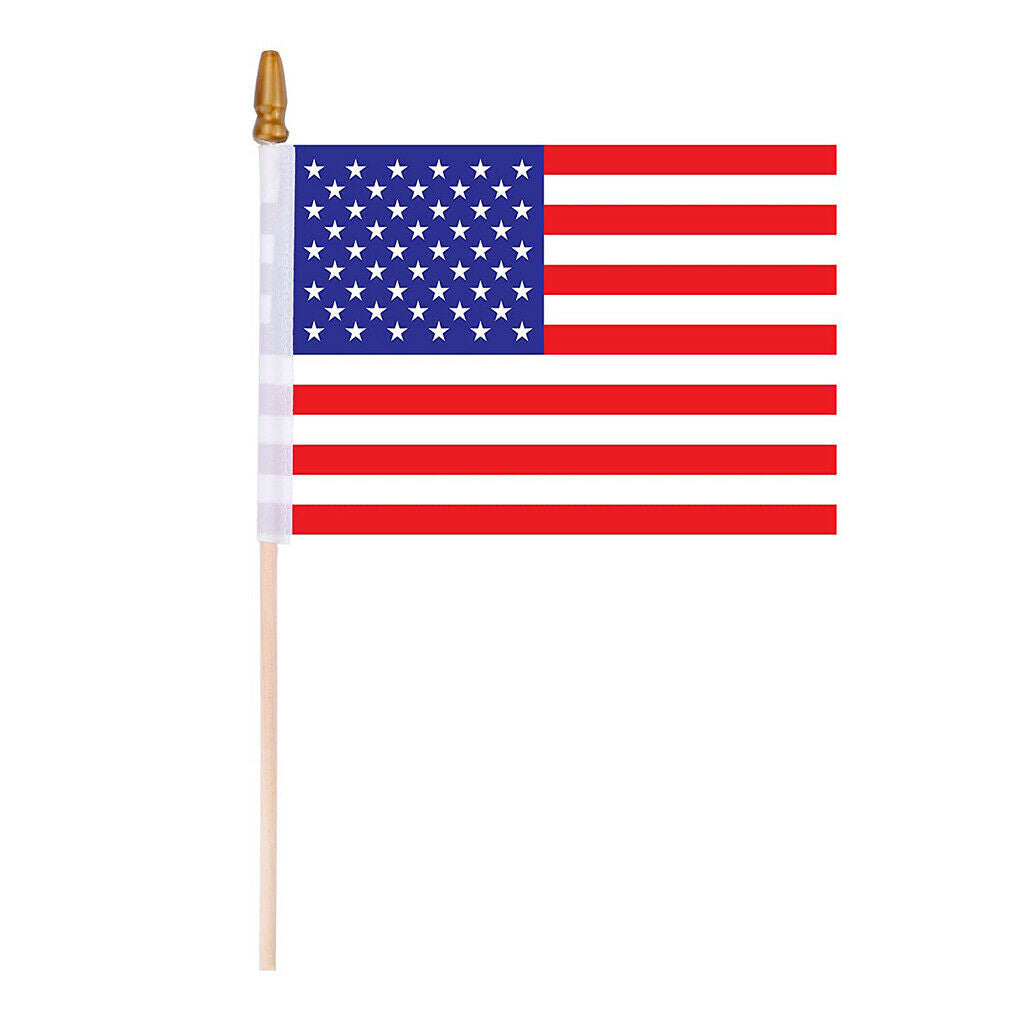50Pack American Stick Flag Small Mini Hand Held USA Flags with Pole ,Party
