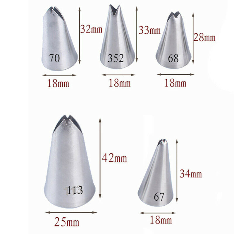 5Pcs Leaves Nozzles Stainless Steel Icing Piping Nozzles Tips Pastry Cake.l8