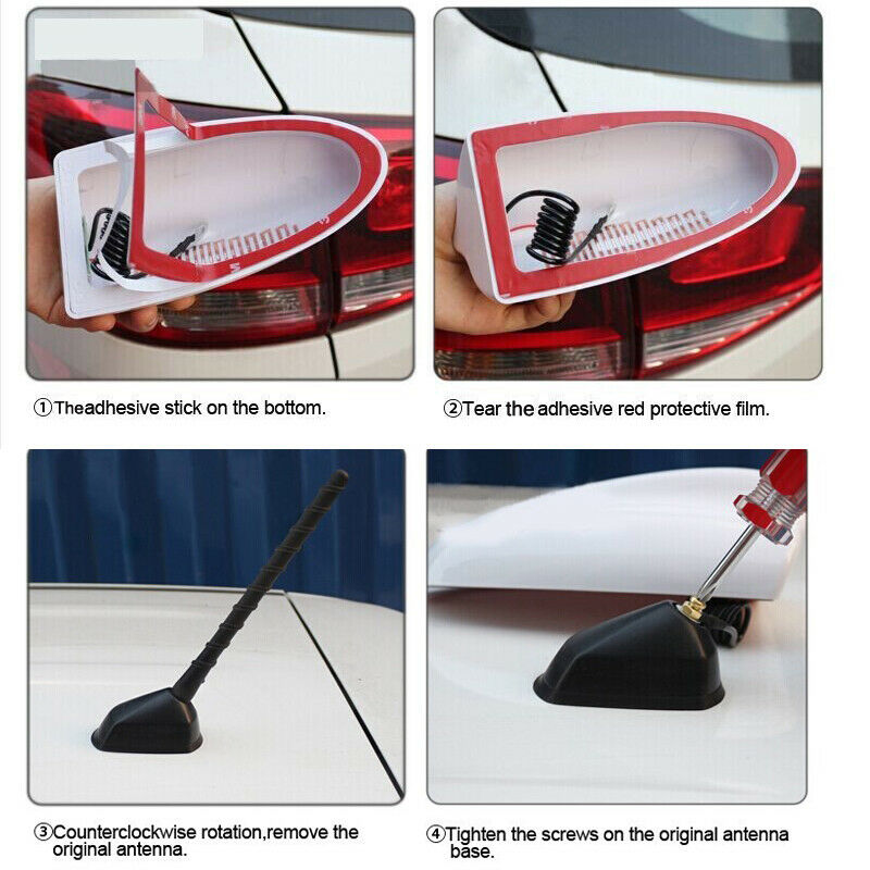 Waterproof Carbon Fiber Style Shark Fin Antenna FM Radio Signal Aerial for Car