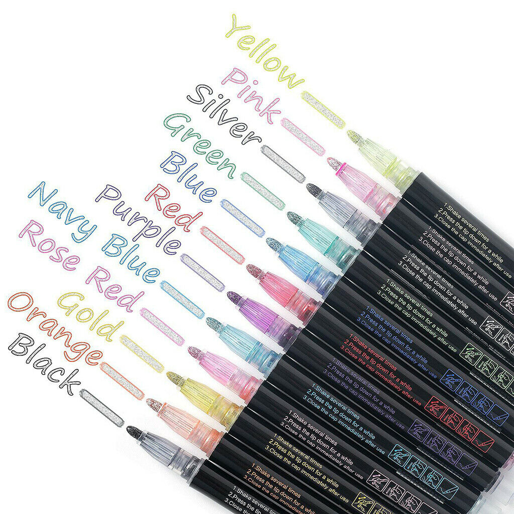 12pack Double Line Outline Pens Arts Drawing Graffiti Pens Card Making Craft
