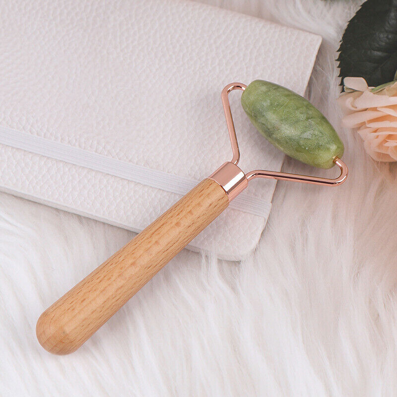1x Facial Massage Roller Double Heads Jade Stone Face Body Skin Relaxati.l8