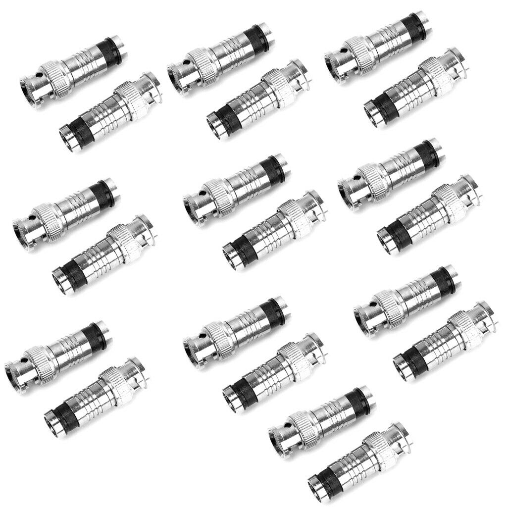 20x BNC Compression Connector RG59/RG60  Coax Coaxial Cable Adapter Male