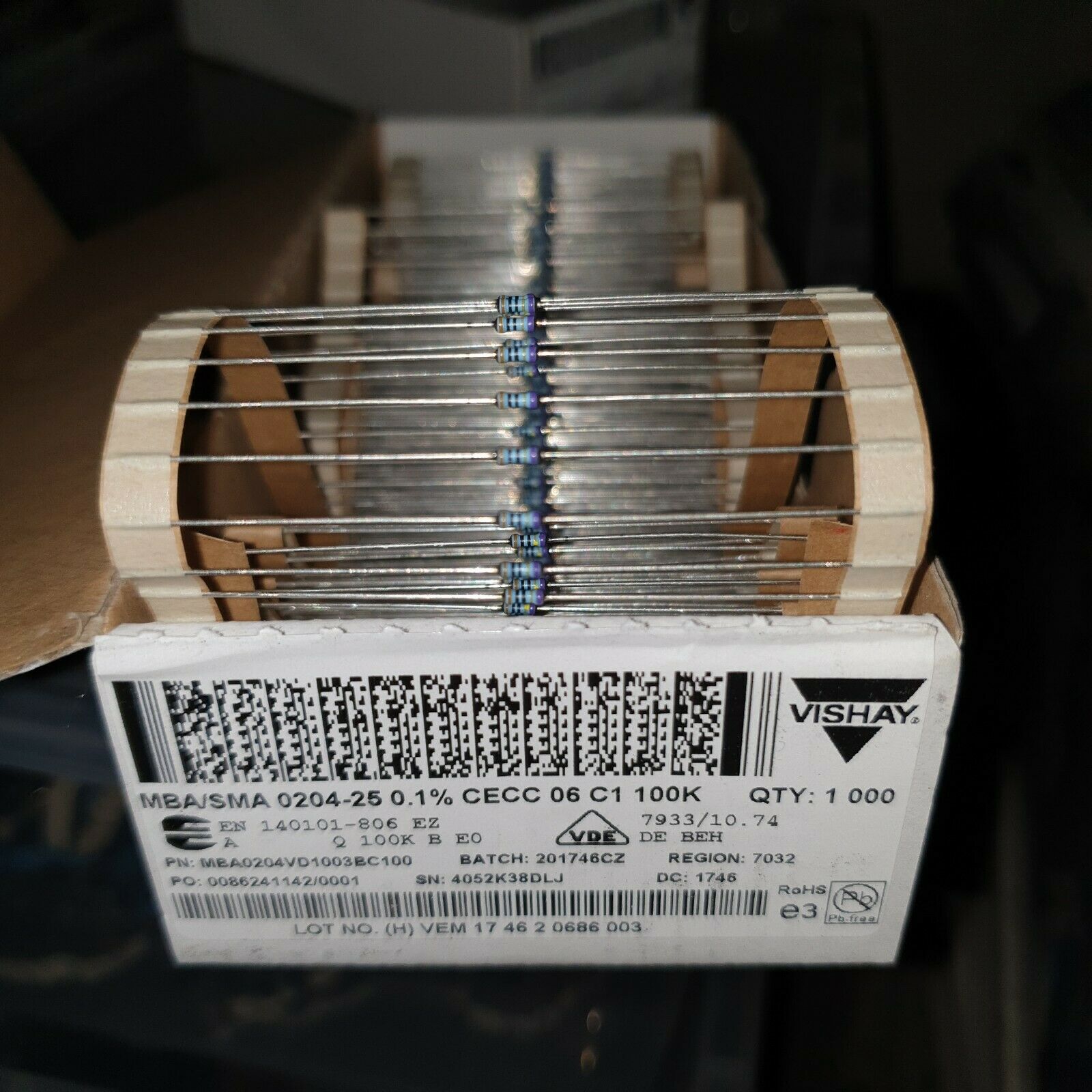 100x VISHAY SMA0204 0.4W 100K %0.1  25ppm HI END PRECISION RESISTORS FOR AUDIO !