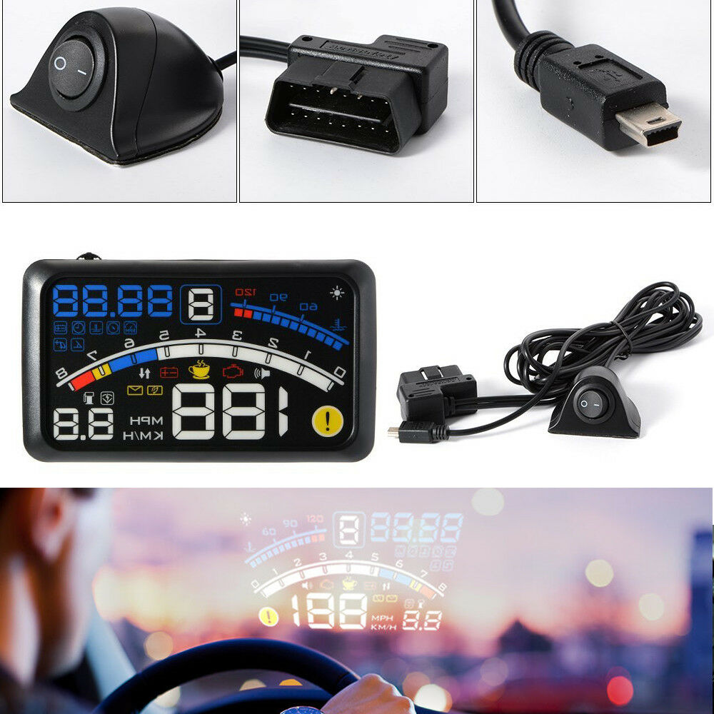 Driving Head Up Display Speedometer Projector OBD2 EOBD Speed Shift Gear Warning