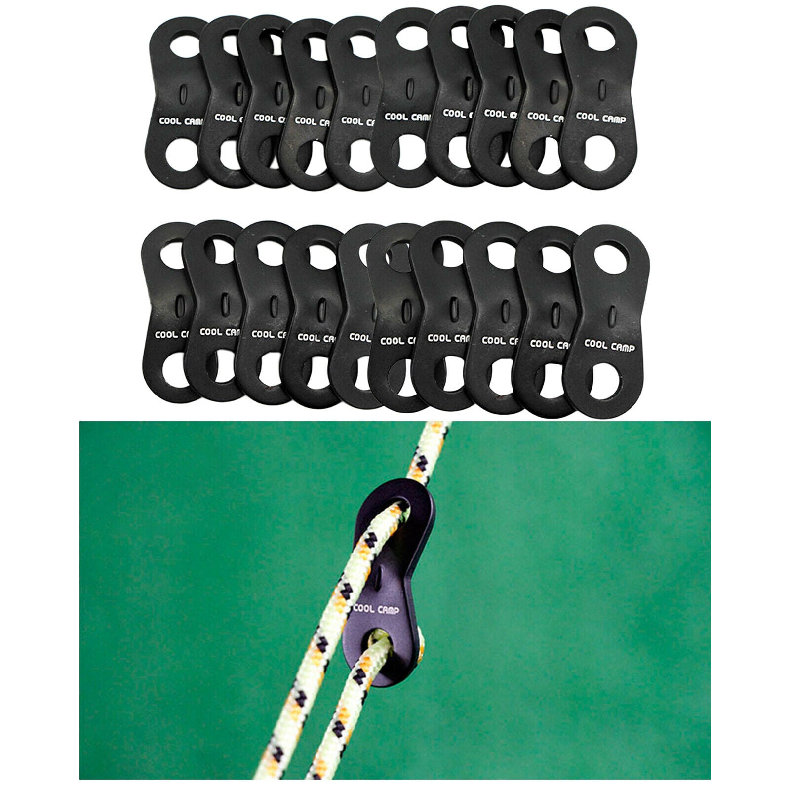 20pcs Guyline Cord Adjusters Wind Rope Buckle for Camping Hiking Outdoors