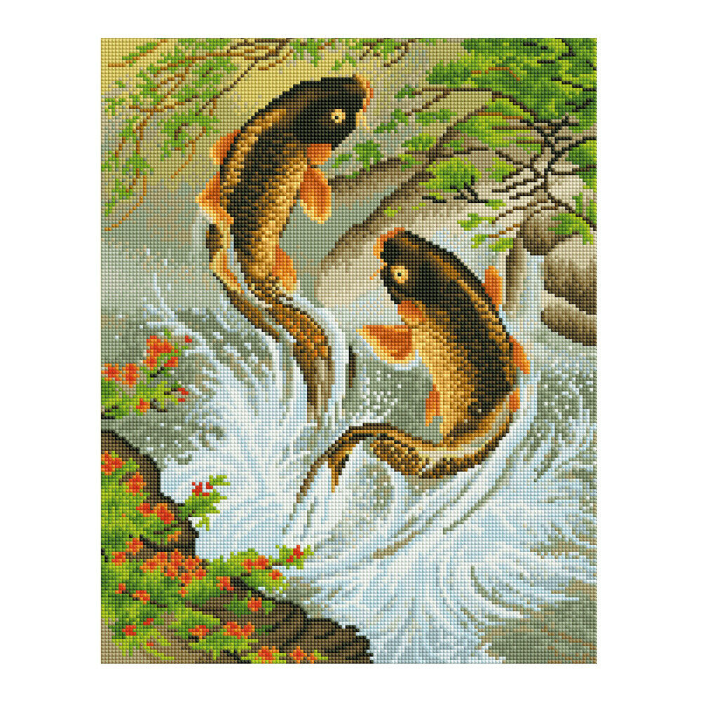 Fishs 5D Round Diamond DIY Painting Embroidery Craft Kit Home Decor Gifts @