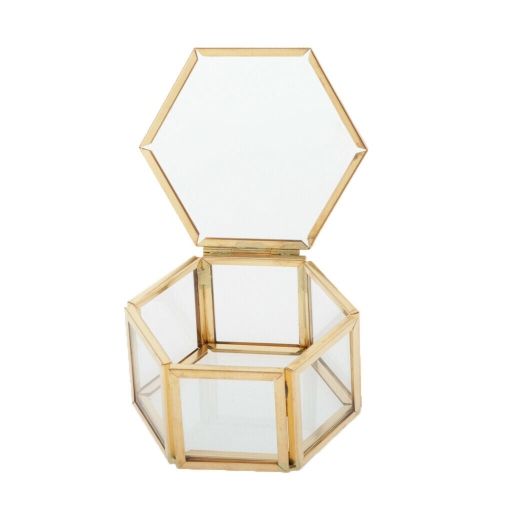 2X Glass Jewelry Organizer Display Case with Lid Plants Flower Holder Terrarium