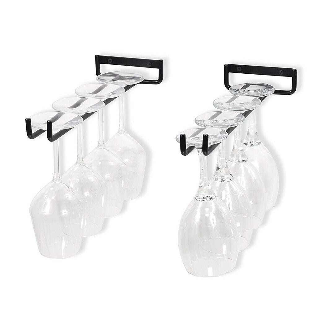 Home Under Cabinet Row Wine Glass Rack Cup Stemware Storage Hanger Shelf