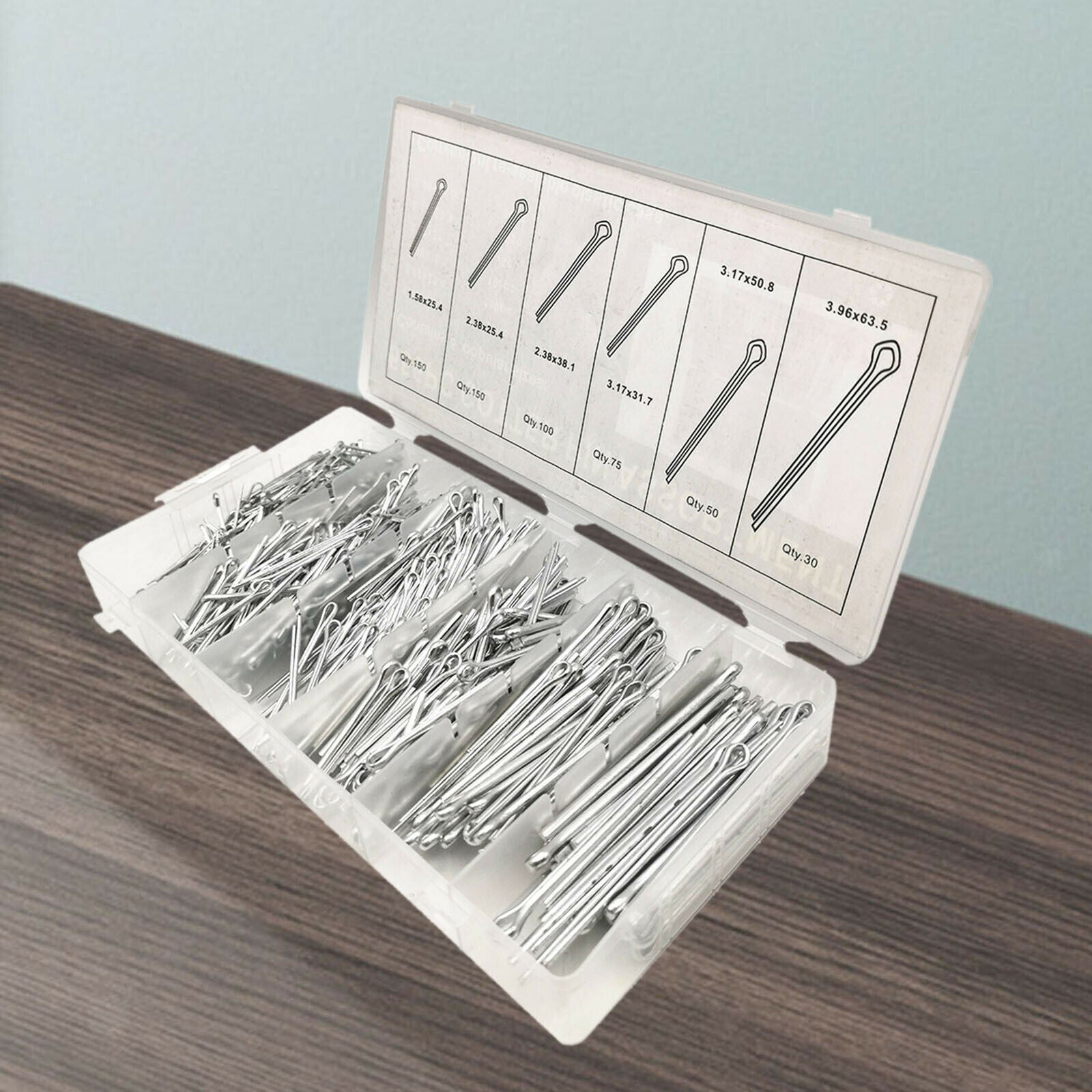 555Pcs 6 Sizes Cotter Pin Assortment Kit Corrosion-resistant