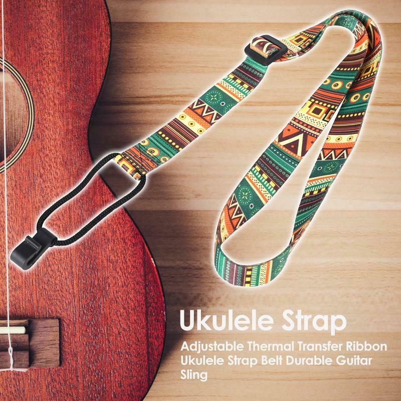 Adjustable Thermal Transfer Ribbon Ukulele Strap Belt Durable Guitar Sling @