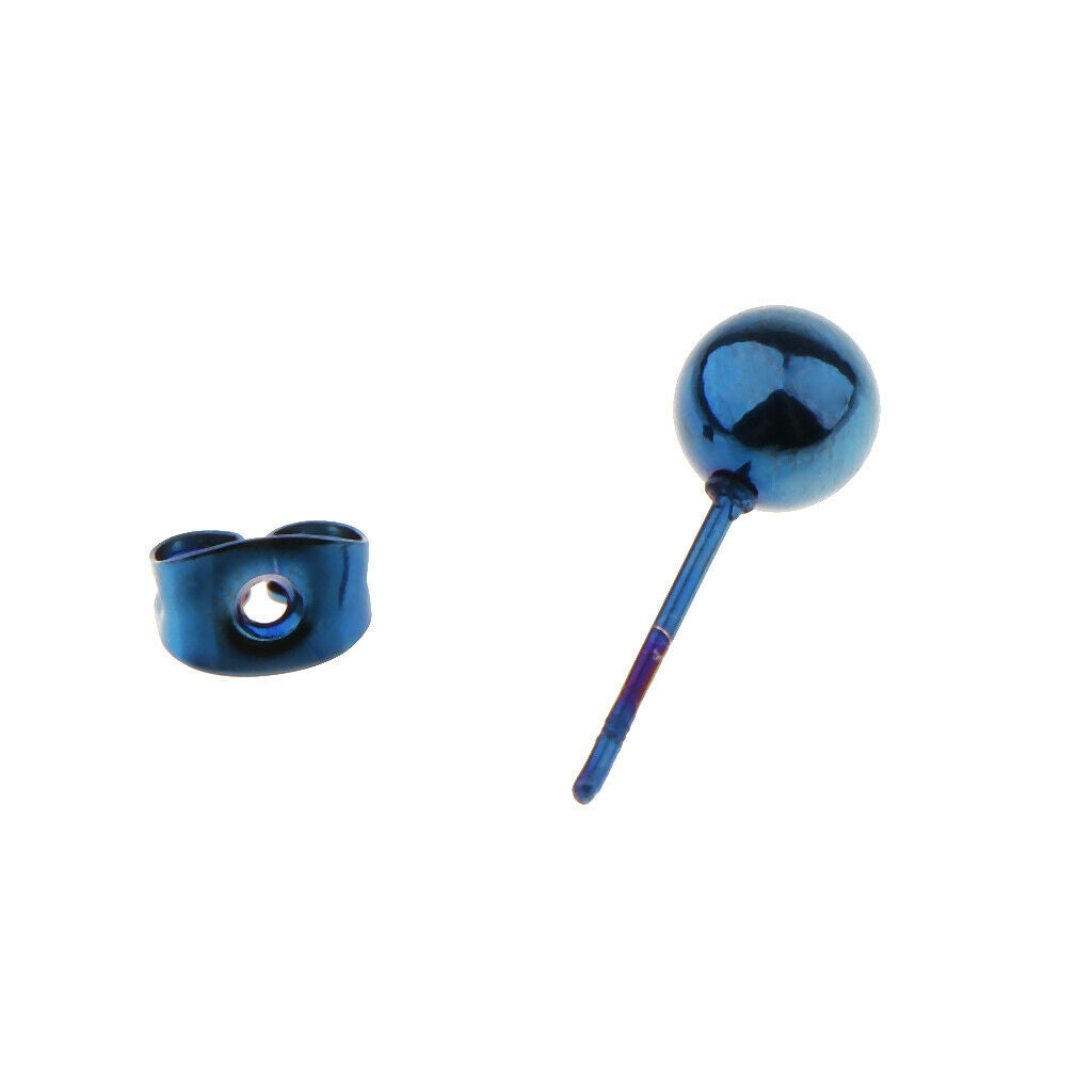 5 Pairs 2mm-6mm Round Ball Stainless Steel Earrings Butterfly Back Stoppers -