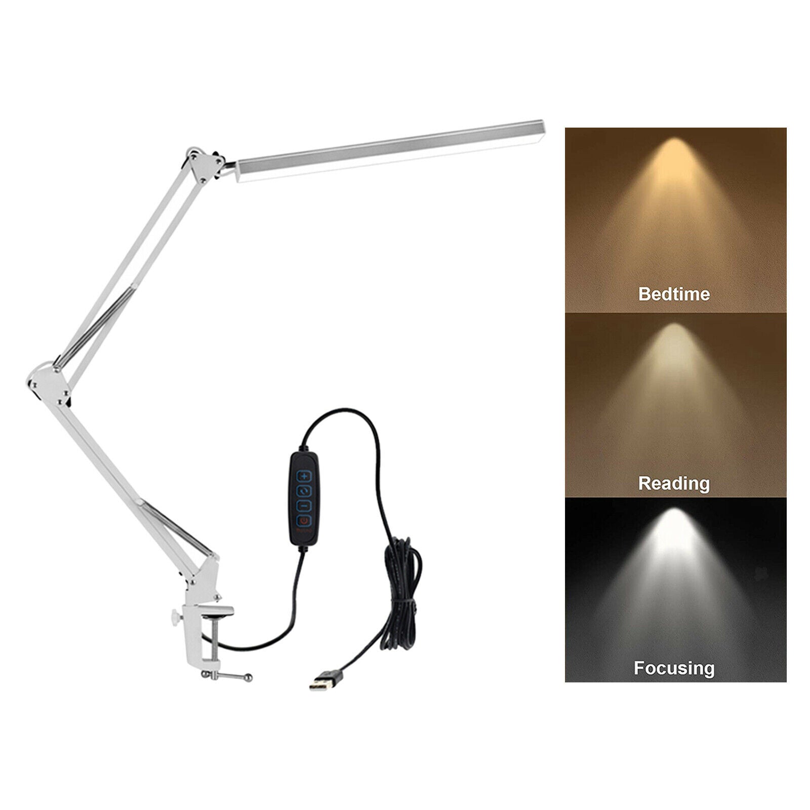 Folding Eye Protection LED Desk Lamp with Clamp Home Office Desk Light