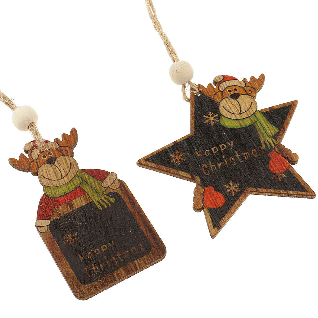3pcs Wood Christmas Tree Decoration Xmas Hanging Reindeer Santa Ornaments