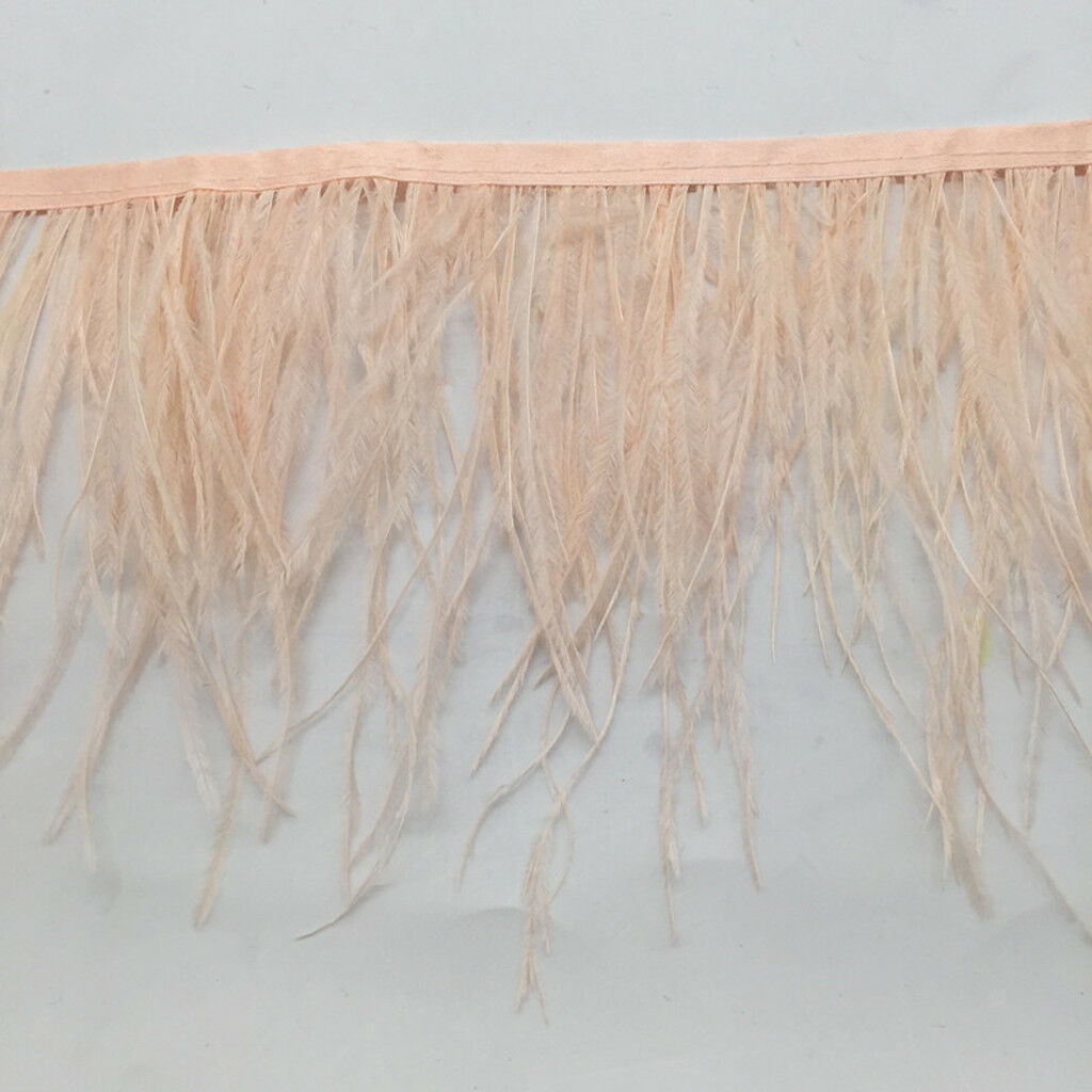 2 Yards 10-15cm Ostrich Fluffy Feather Fringe Trim Sewing Costume Millinery
