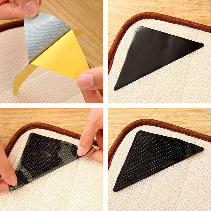 Batch 4 Brackets Grippy Rubber Triangle for Carpet With Stickers - New