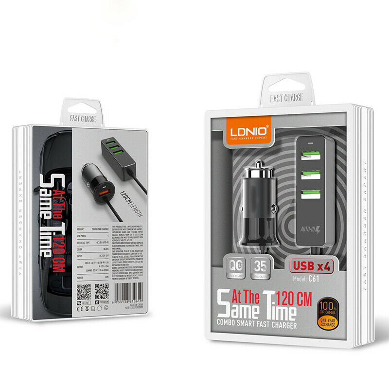 QC3.0 Fast Charge 7A 1 for 4 USB Multifunctional Front/Rear Seat Car Charger Kit