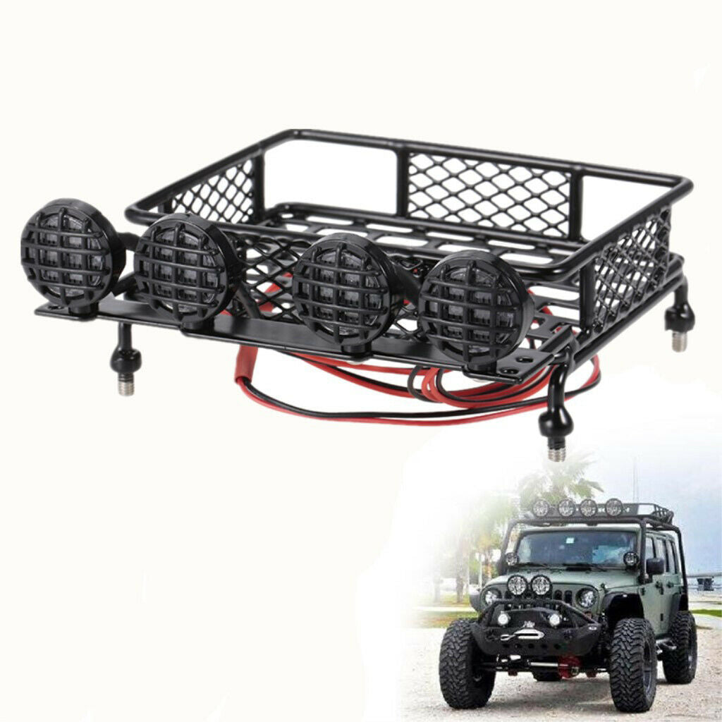RC 1:10 Roof Rack Luggage &Light Bar for HPI CC01 AXIAL SCX10 D90 100x78mm