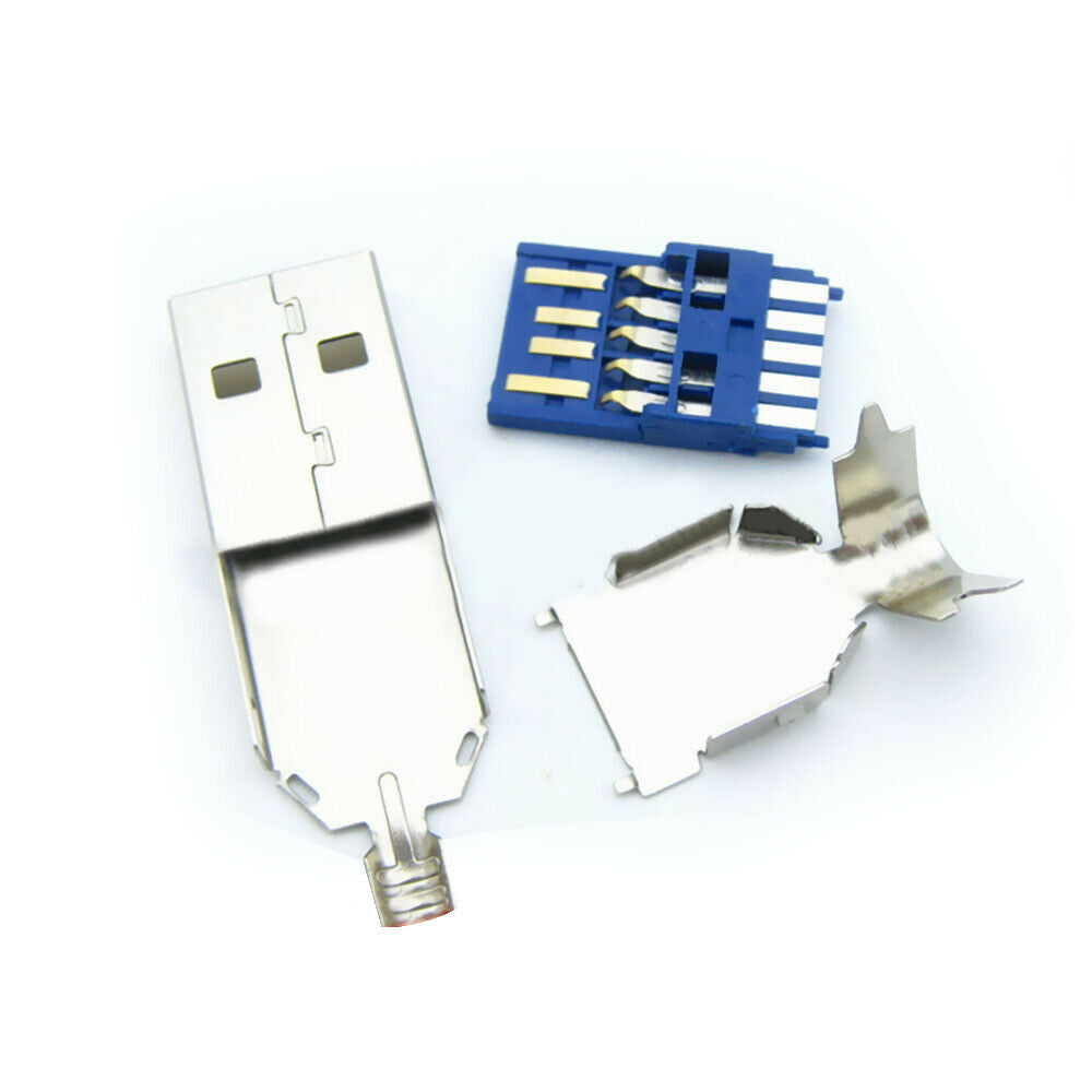 10 Set USB 3.0 3 in 1 Male Connector USB Jack Soldering Type Line Tail Socket