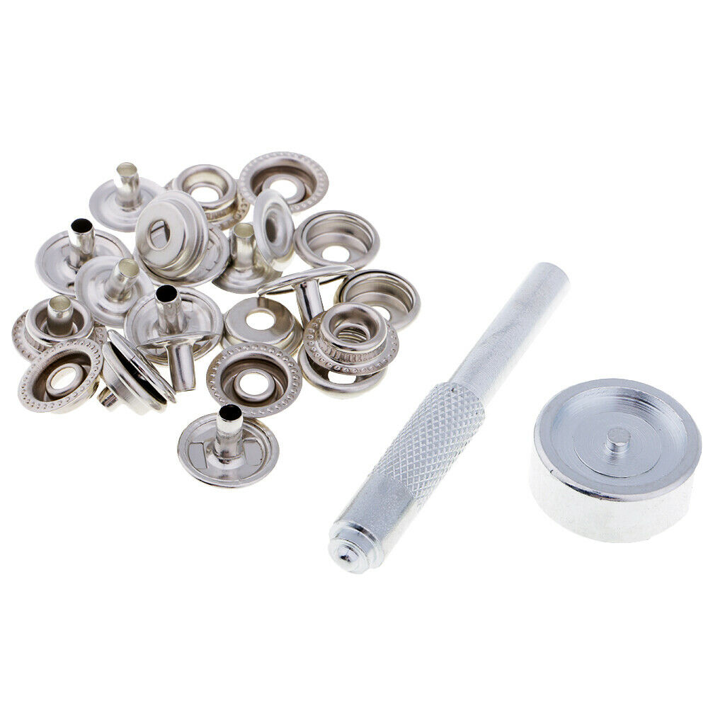 6 Sets of 15mm Snap Fastener Poppers Snap Fastener W / Fixing Tool Sewing