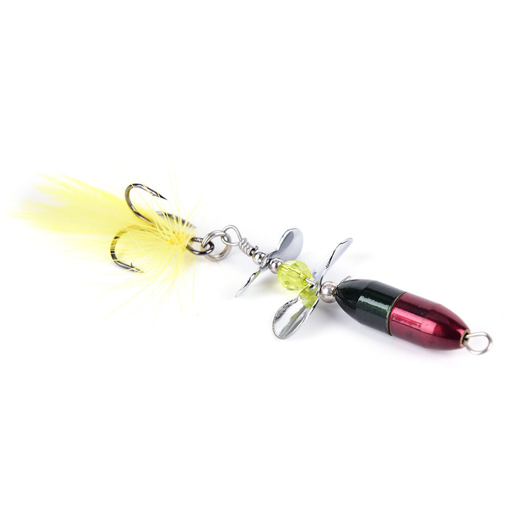 2PCS Long Casting Spinner Bait Metal Fishing Lure w/ Double Tail Propeller、NBDD