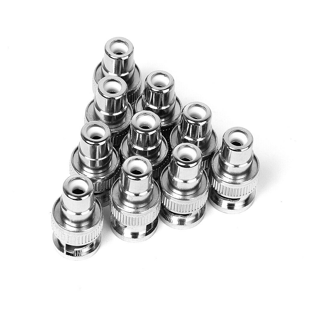10Pcs BNC Male To RCA Female Coax Coaxial Connector Adapter For  Camera