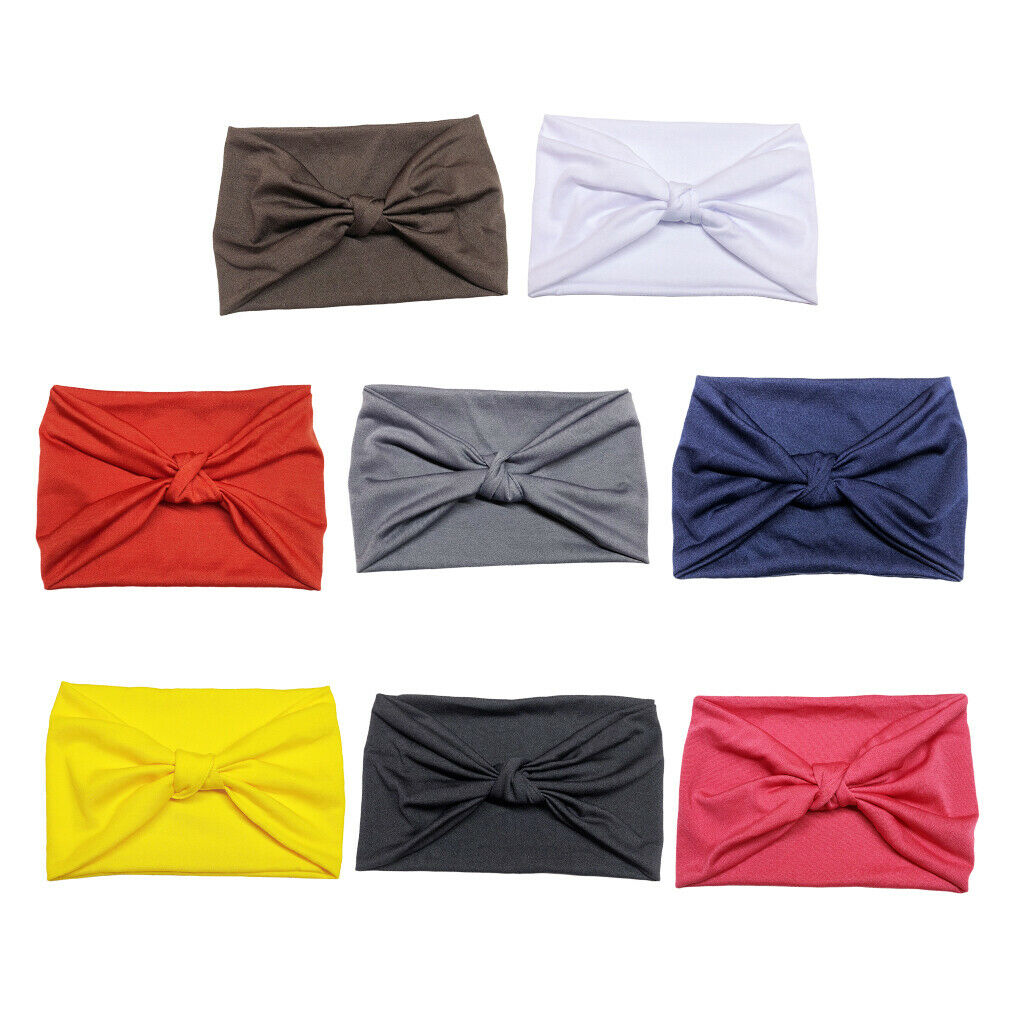 8pcs Women Sports Yoga Wide Head Wrap Headband Elastic Hair Band