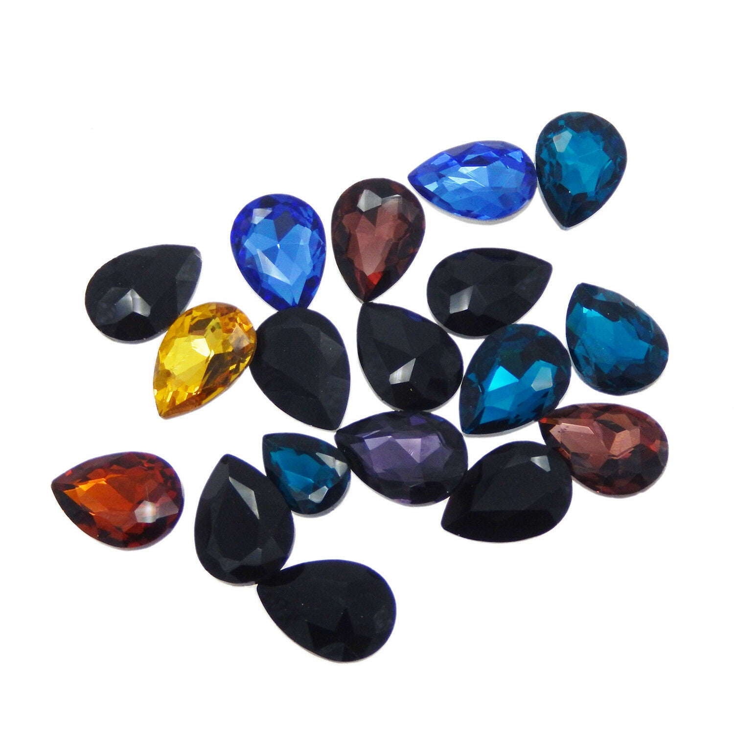 40 pcs Mixed Teardrop Shaped Crystal Glass Faceted Rhinestones Nail Art Crafts