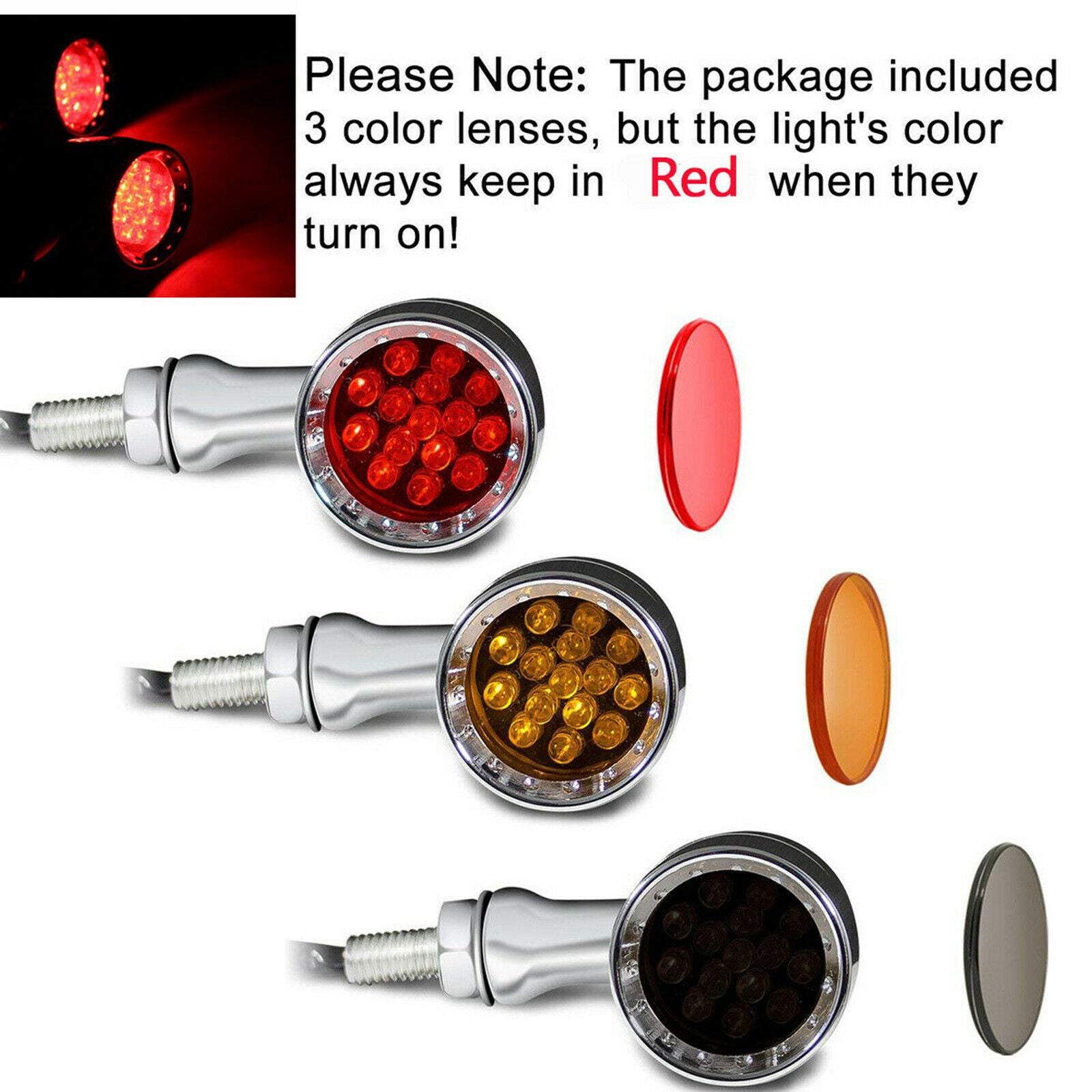 2x Turn Signal Light Motorcycle Indicators Signal Lamp Blinker Yellow