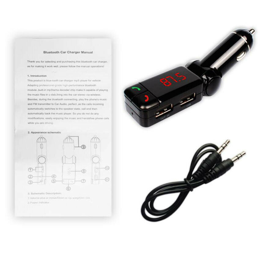BC06 Bluetooth Car Wireless FM Transmitter 2USB Charger Adapter HandsFree