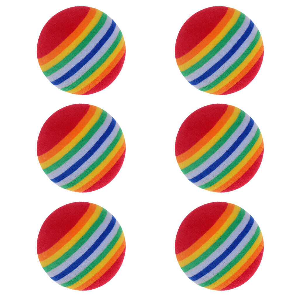 6 Pieces Light Soft Foam Rainbow Color Indoor Practice Golf Training Balls