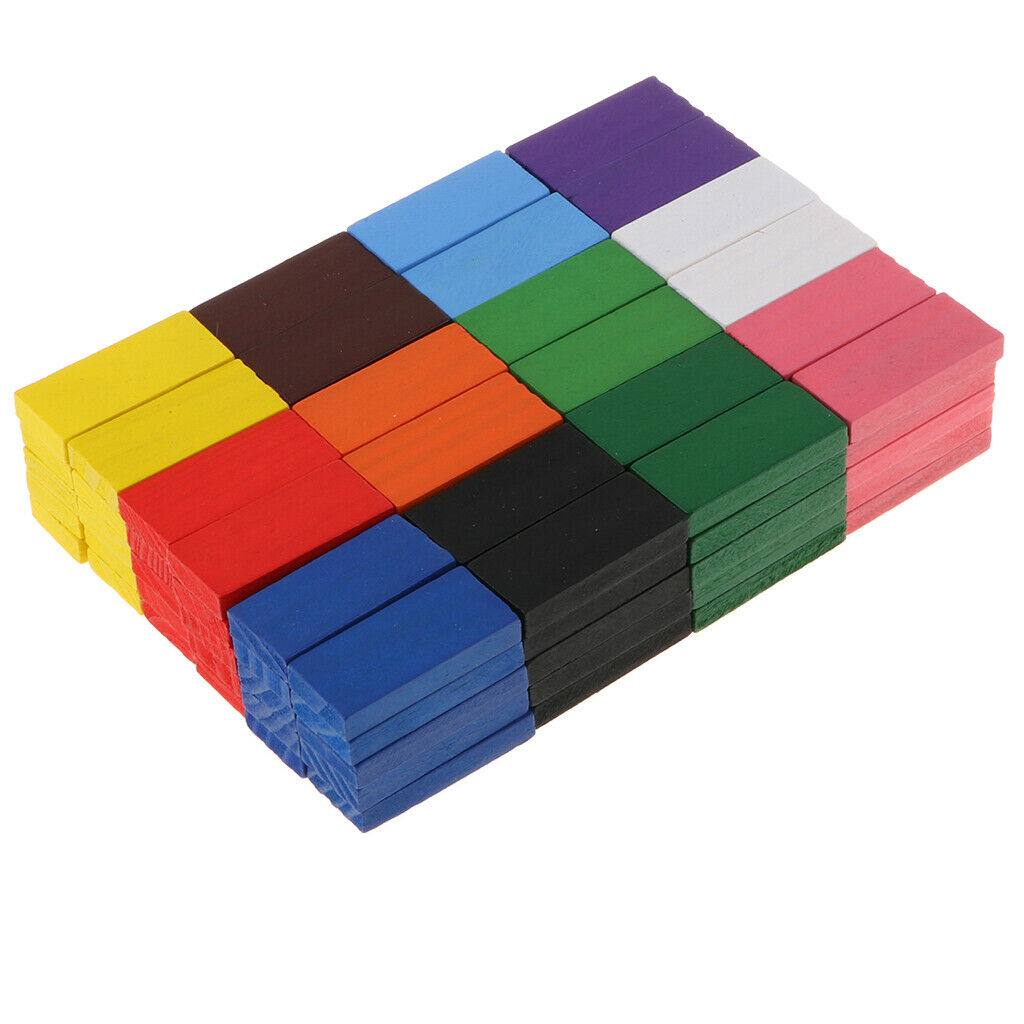 120 Pcs Standard Wooden Dominoes 12 Colors Set for Kids Building Blocks Racing