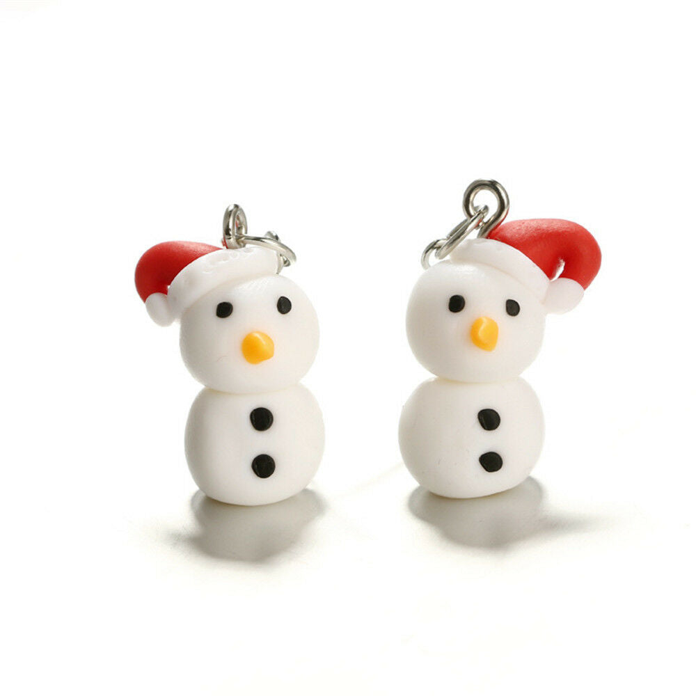 New Christmas Snowman Pendant Handmade Soft Pottery Earring Polymer Clay Jewelry
