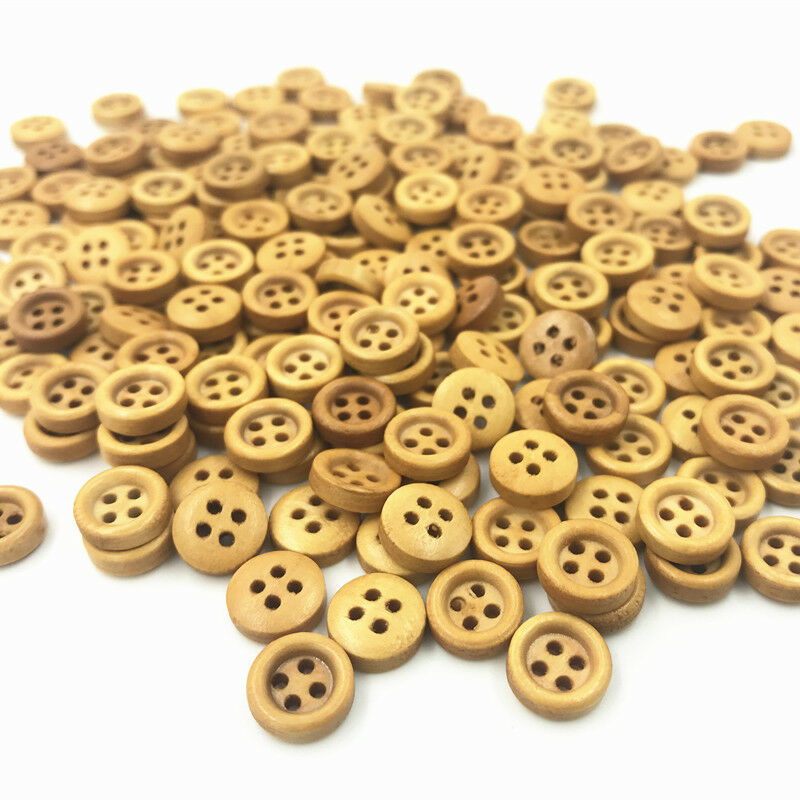 200pcs Mini Round Wooden Buttons 4-holes Sewing Scrapbooking Crafts 9mm