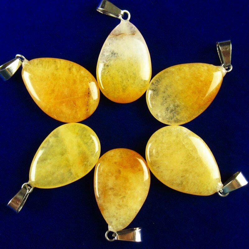 10pcs 27x16x6mm Natural Yellow Aventurine Teardrop 38g Pendant Bead A-132SK