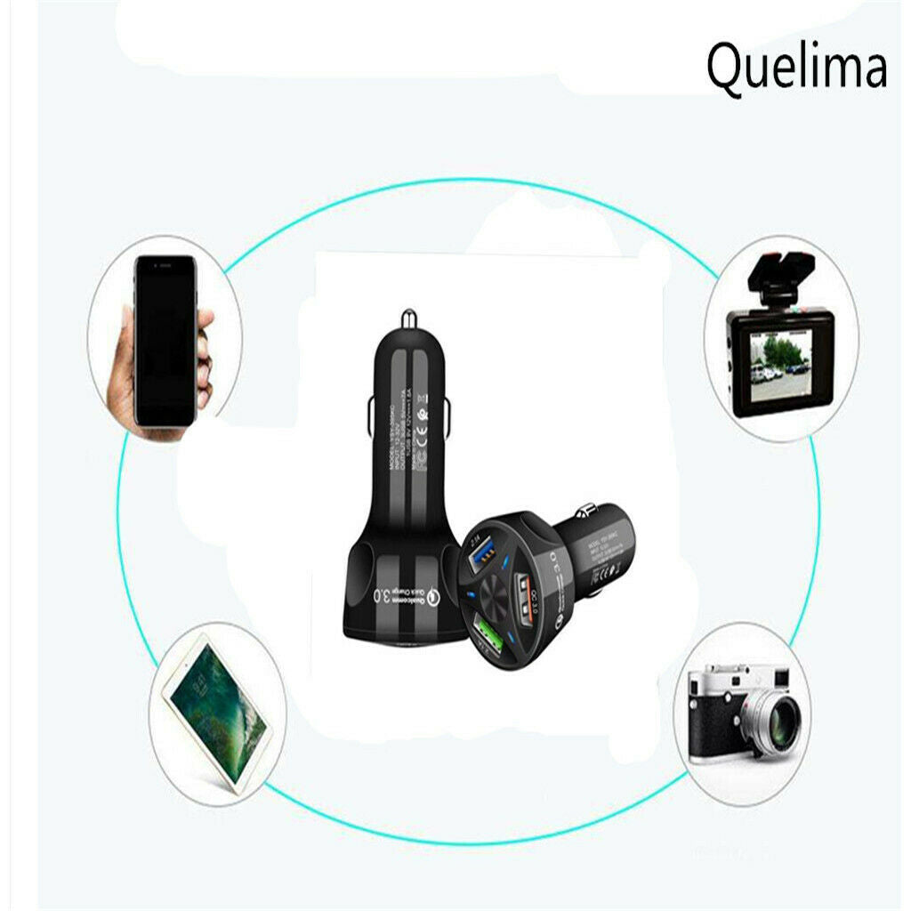 QC3.0 Fast Charging Car Mobile Phone Charger Adapter 3 Ports USB Socket