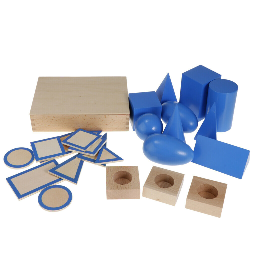 Geometric Shapes Solids Montessori Toys, Kids Toddlers Sensorial Materials,
