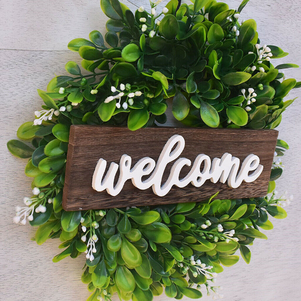 Welcome Sign Front Door Wreath Wall Decor Rustic Farmhouse Round Wooden Hangers
