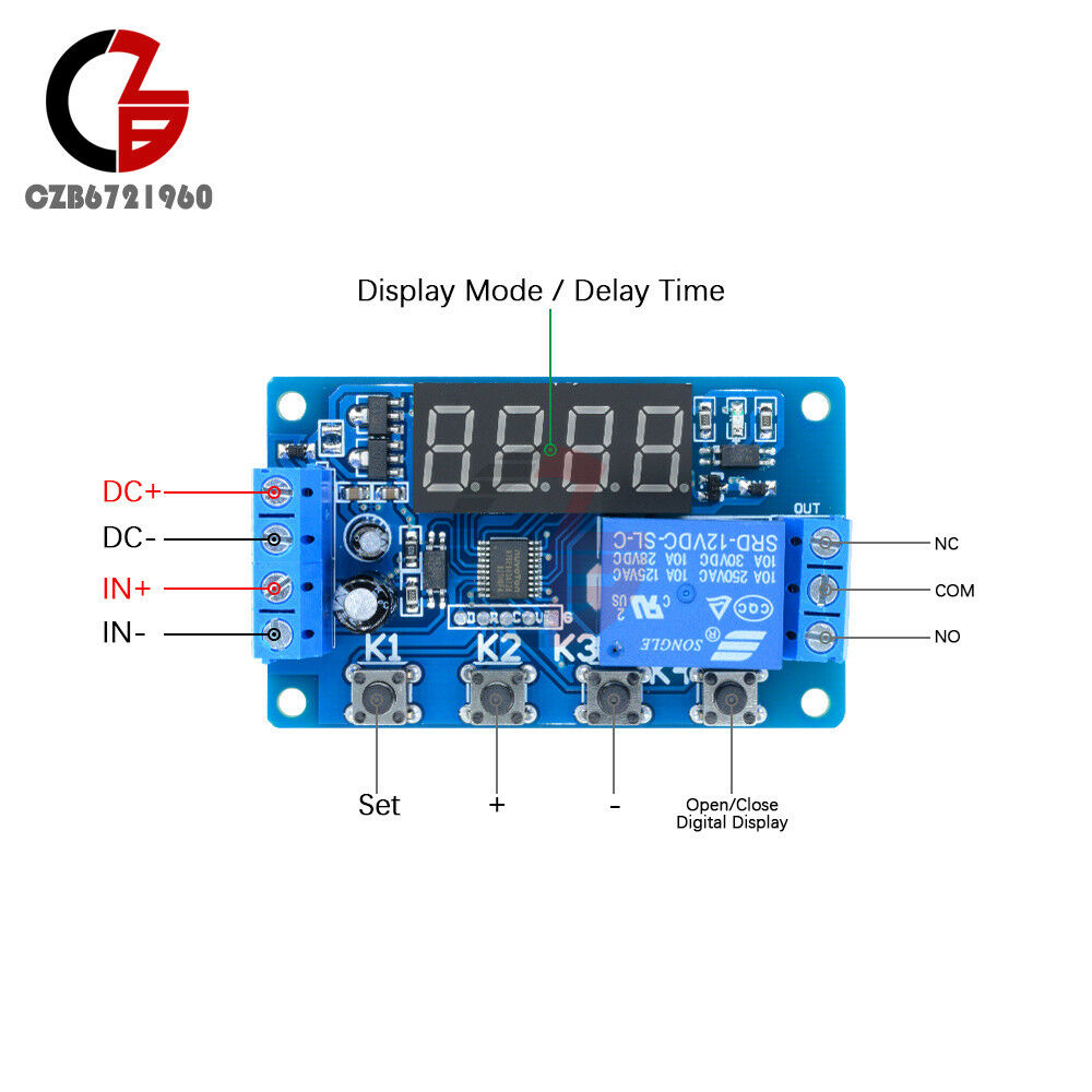 Digital 12V Delay Timer Control Switch LED Display Automation Relay Module