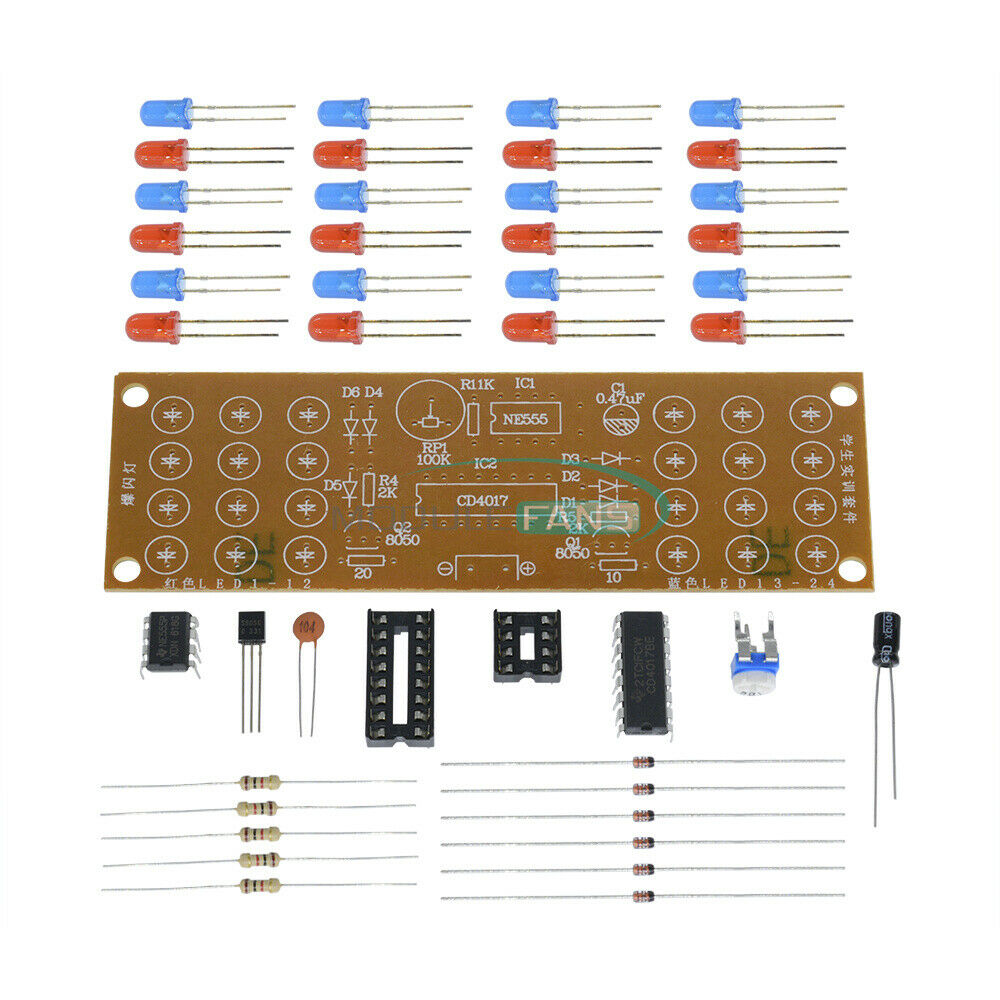 2PCS For Red Blue LED Dual-Color Detonation Flashing Light suite DIY Kits