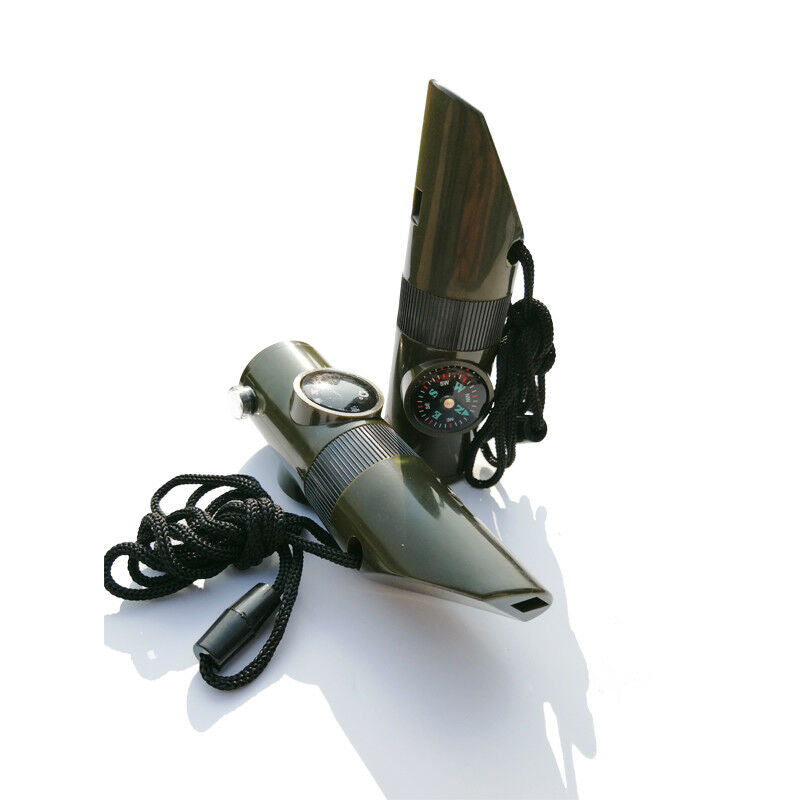 7 in 1 Military Emergency Whistle Kit SOS Survival Compass LED Light Outdoor