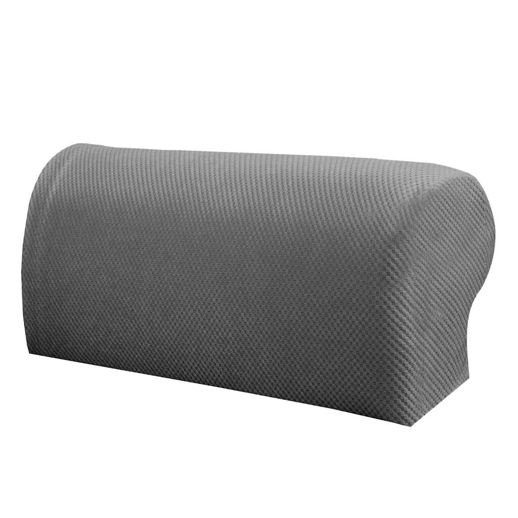 6Pcs Grey Elastic Sofa Armrest Covers Armchair Slipcovers Arm Rest Caps
